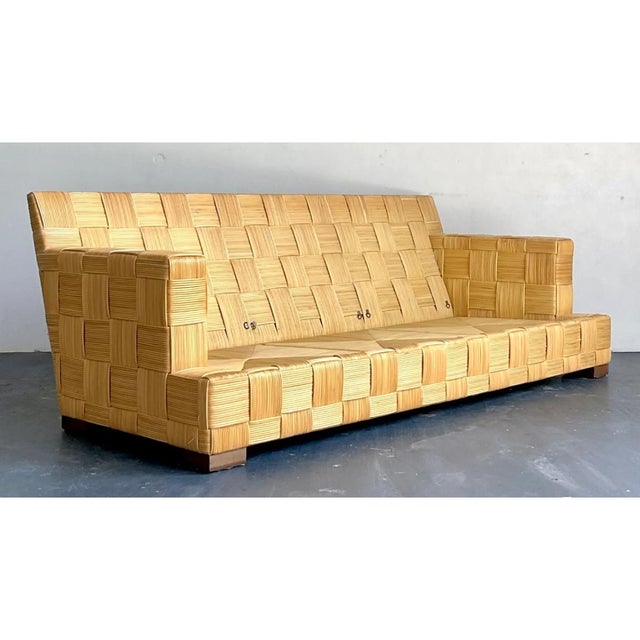 Donghia Vintage Donghia “Block Island” Woven Rattan Sofa For Sale - Image 4 of 13