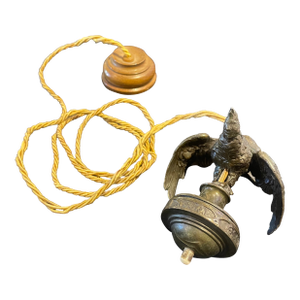 Antique Bronze German Pheasant Ceiling Service Bell With Original Cord