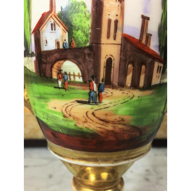 Early 19th Century Baluster Vase in Porcelain Paris Painted & Gilded by Hand, 1800s For Sale - Image 10 of 14