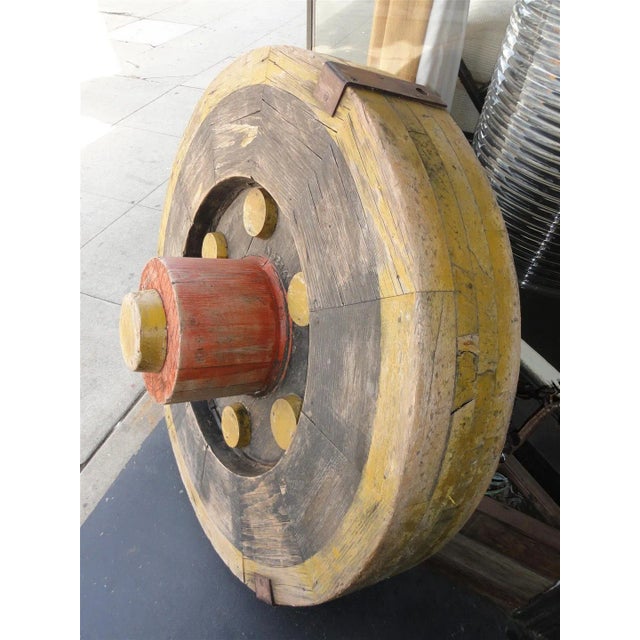 Vintage Industrial Gear Mold – Patinated Wood Sculpture From Portland Cement Factory For Sale - Image 4 of 11