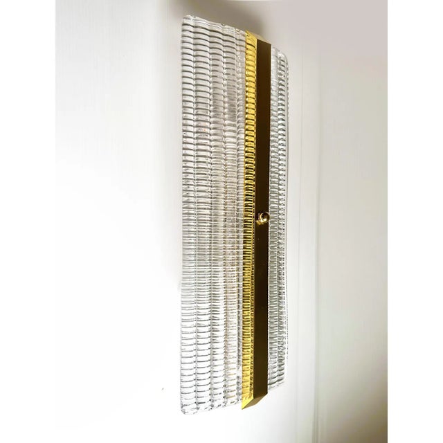 Mid-Century Modern Contemporary Luxury Murano Glass Wall Sconces With Gold Finish — Set of Four For Sale - Image 3 of 7