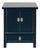 Oriental Black Lacquer Moon Face Hardware Small End Table Nightstand For Sale
