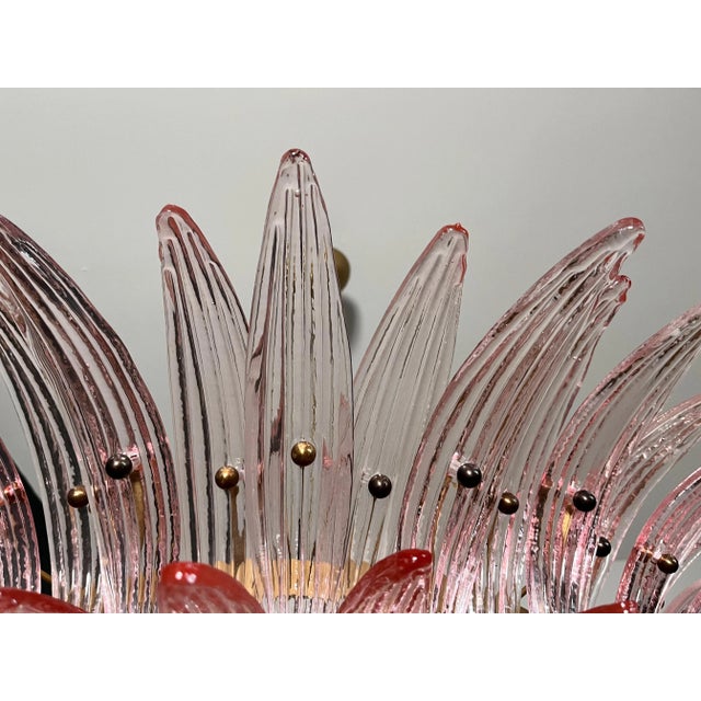 Murano Murano Style Chandelier Ceiling Light Original Palmette, Two Levels, 82 Pink Glasses For Sale - Image 4 of 5