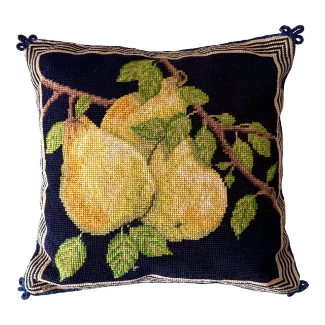 Pear Needlepoint Pillow For Sale