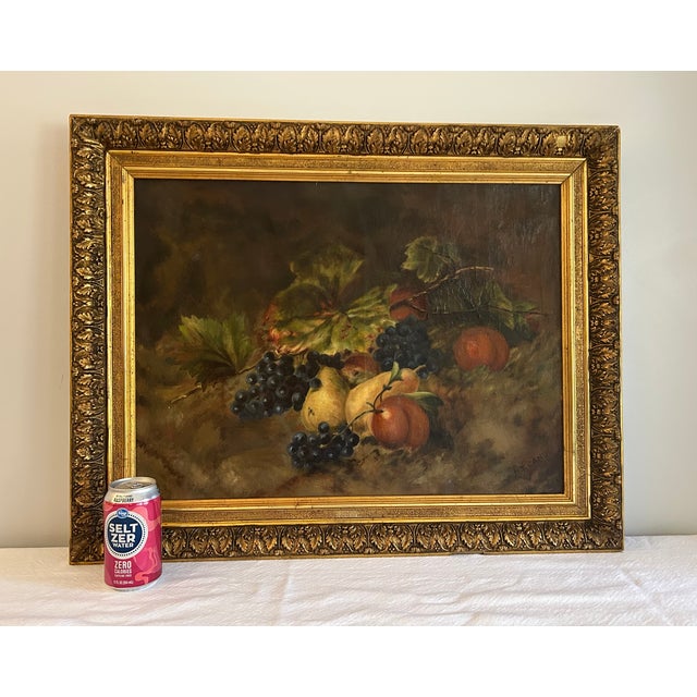 Early 20th Cen. Continental Still Life With Grapes and Fruit For Sale - Image 11 of 11