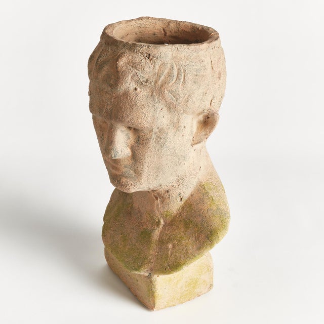 Weathered Garden Male Bust Planter For Sale In Chicago - Image 6 of 13