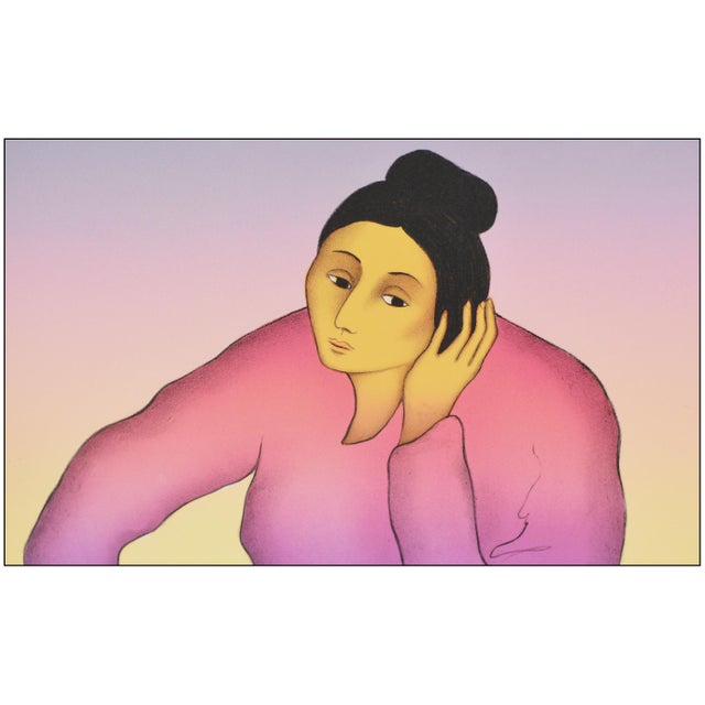 Gorman 1990s Wild Flowers Figurative Pink. Lithograph R. C. Gorman For Sale - Image 4 of 7