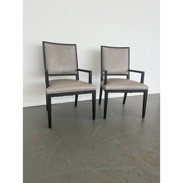 2020s Restoration Hardware French Contemporary Leather Armchairs - Set of 2 For Sale - Image 5 of 9