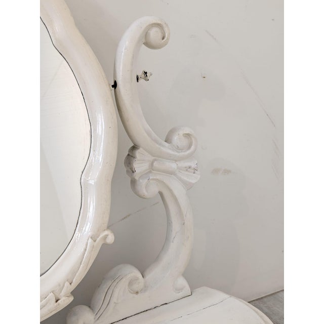 Vintage Whitewashed Dressing Table in Wood, 1940s For Sale - Image 4 of 18