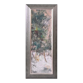 Vintage George Schwacha Oil / Board Winter Wood Landscape Expressionism Painting For Sale