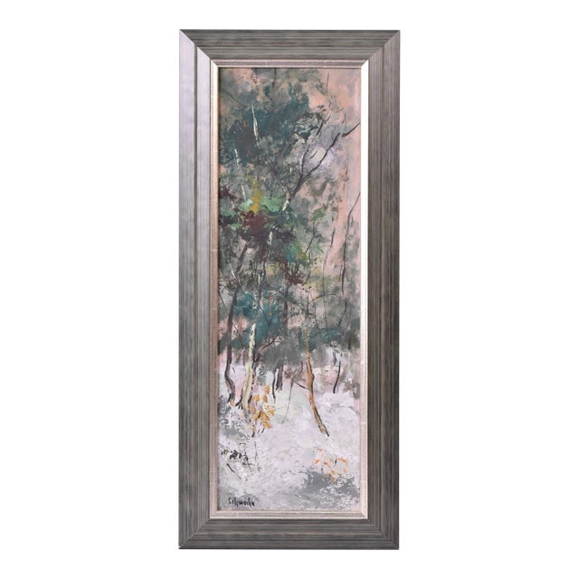 Vintage George Schwacha Oil / Board Winter Wood Landscape Expressionism Painting For Sale