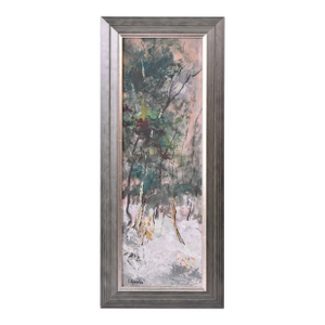 Vintage George Schwacha Oil / Board Winter Wood Landscape Expressionism Painting