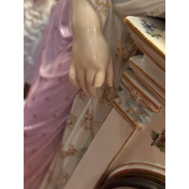 Antique Meissen Porcelain Figural Mantel Clock, Mid-19th Century [Gm] For Sale - Image 9 of 12