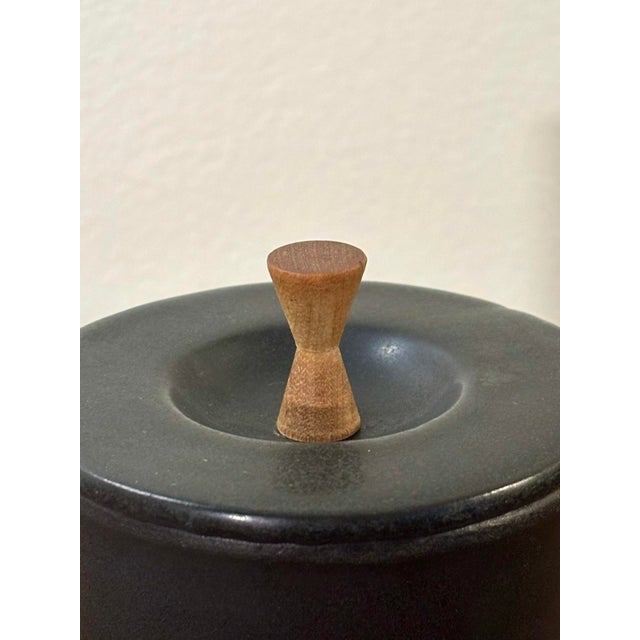 Mid-Century Modern Vintage Mid-Century Modern Studio Ceramic Lidded Jar - Slate Black For Sale - Image 3 of 7