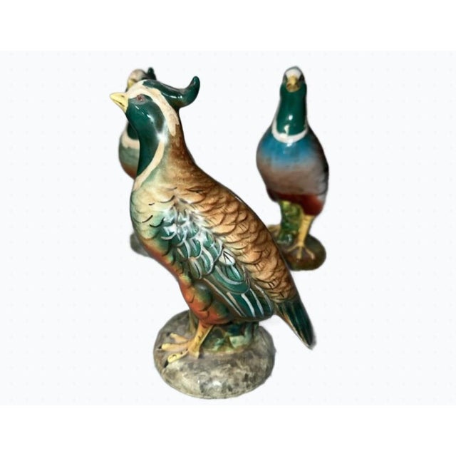 Ugo Zaccagnini Vintage Ugo Zaccagnini Italy Porcelain Quail Figurines - 2 Figurines For Sale - Image 4 of 11