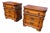 Late 20th Century French Provincial Wood Nightstand Set of 2 Carved Two Drawer Brown For Sale