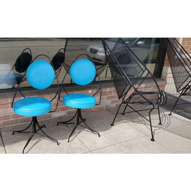 1950s Black and Blue Swivel Side Chairs Styled After John Risley - Set of 2 For Sale - Image 12 of 13