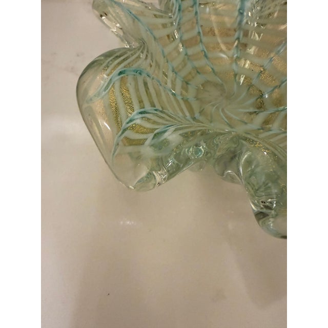 Toso Murano Murano Art Glass Bowl With Gold Aventurine For Sale - Image 4 of 8