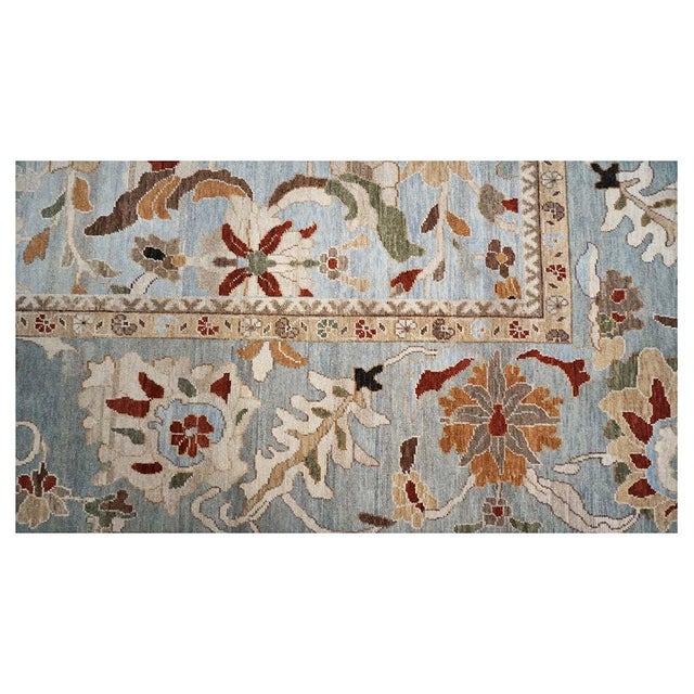 21st Century Afghan Wool Sultanabad 9x13 Slate & Tan Handmade Area Rug #1143361 For Sale - Image 4 of 4