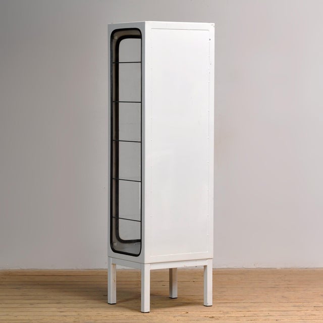 White Vintage Medical Cabinet in Glass and Iron, 1970s For Sale - Image 8 of 9