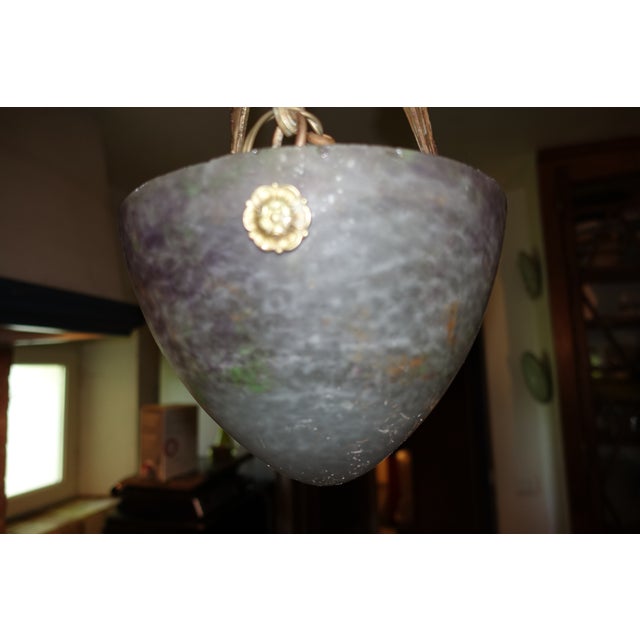 1930s Antique Bronze and Pâte De Verre Chandelier, 1900s For Sale - Image 5 of 8