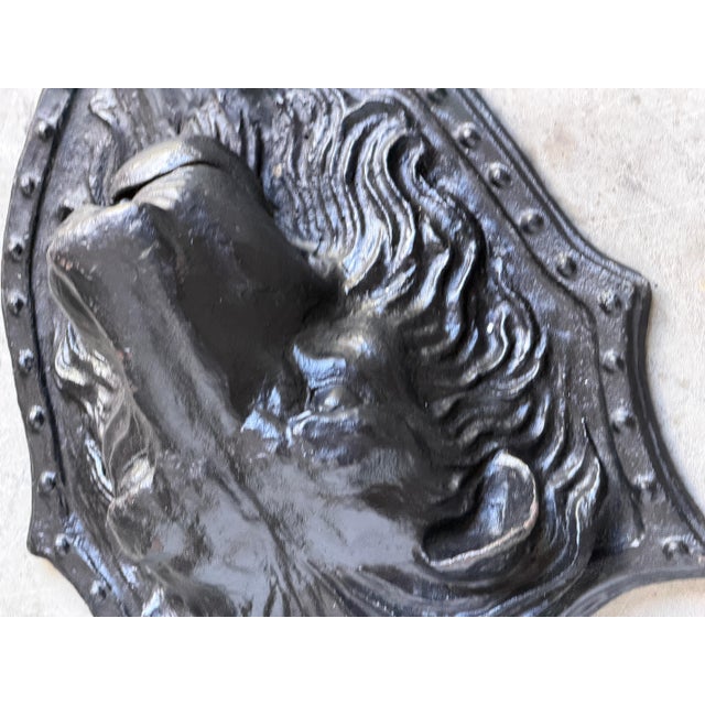 Large 19th C. American Cast-Iron Lion Shield Medallion, Architectural Ornament For Sale - Image 18 of 18