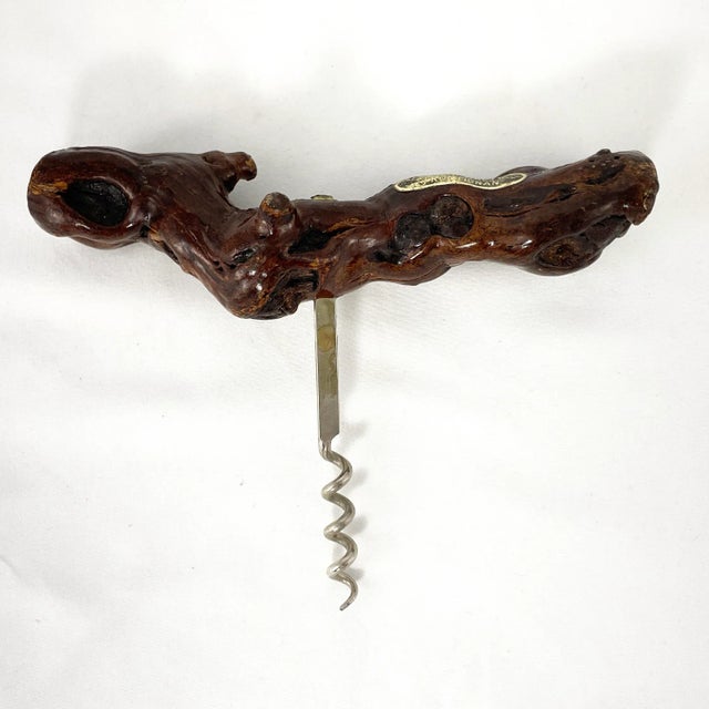 Wood Vintage French Bordeaux Grape Vine Wood Corkscrew Wine Bottle Opener For Sale - Image 7 of 7