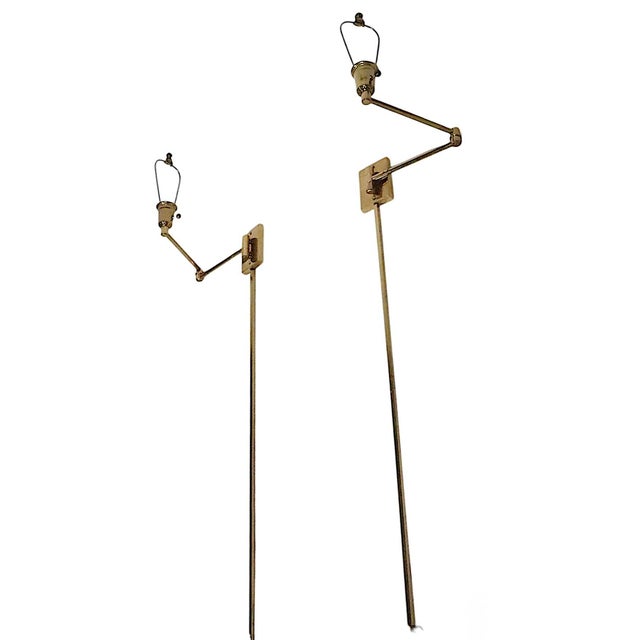 Brass 1970's Hollywood Regency Style Brass Flex Arm Wall Sconces - a Pair For Sale - Image 8 of 12