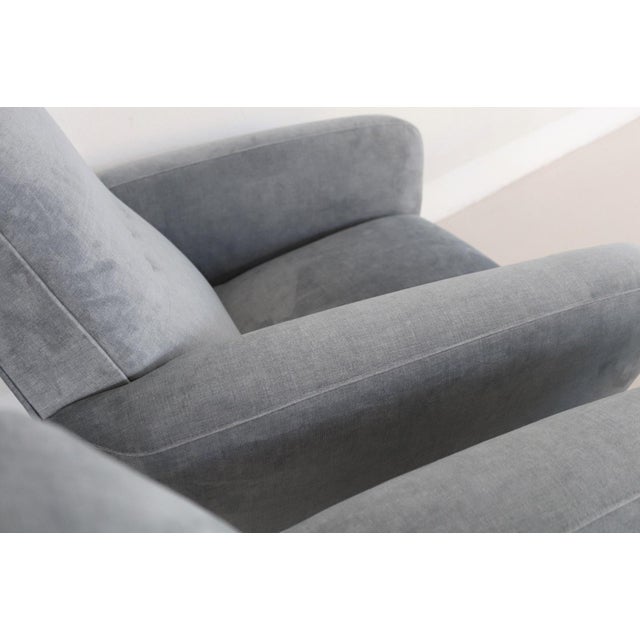 Mid-Century Modern Set of Italian Armchairs in Blue Grey Velvet, 1950s For Sale - Image 3 of 18