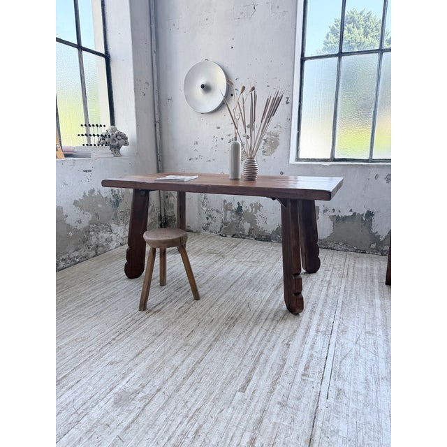 Brutalist Oak Table attributed to De Puydt, Belgium, 1970s For Sale - Image 16 of 18