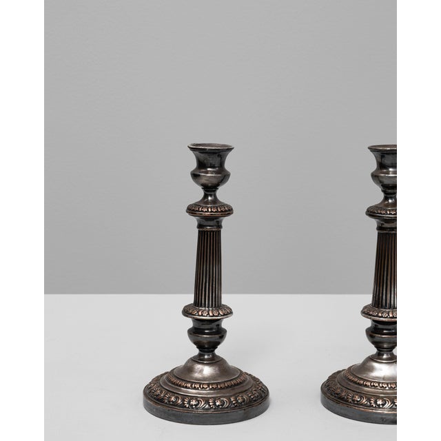 19th Century French Silver-Plated Candle Holders - A Pair For Sale - Image 11 of 18
