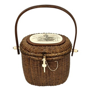 Vintage Farnum Nantucket Basket With Boca Grande Lighthouse For Sale