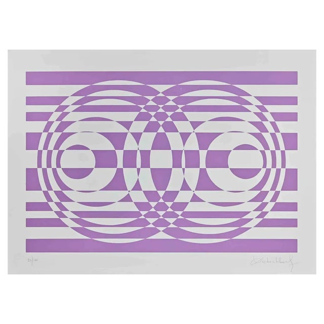 Victor Debach, Abstract Composition in Purple, 1970s, Screen Print For Sale