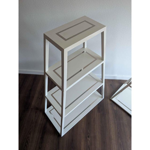 2010s Nice Pair of Pyramid Shaped Jonathon Adler Shelves With Chrome Accents. For Sale - Image 5 of 7