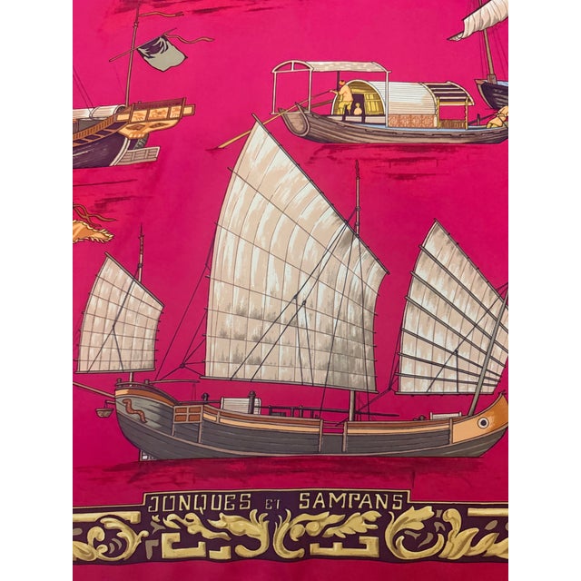 Hermès Jonques Et Sampans Silk Scarf 1999 From Françoise De La Perriere For Sale - Image 9 of 12