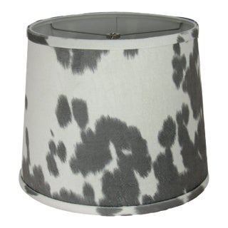 10" Gray Faux Cowhide Drum Lamp Shade For Sale