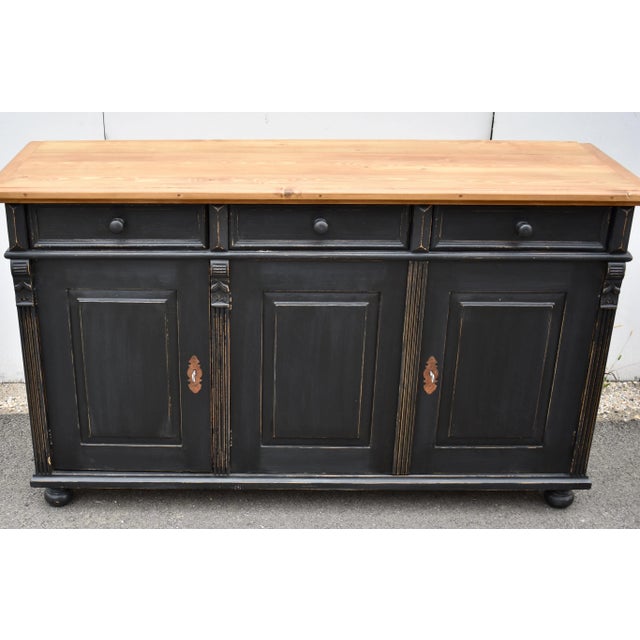 Antique pine sideboards can be hard to find so our workshop in Europe takes good quality European yellow pine to build...