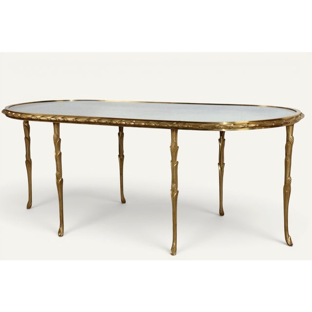 Coffee Table in Gilt Bronze and Aged Mirror from Baguès, 1950s For Sale - Image 12 of 18