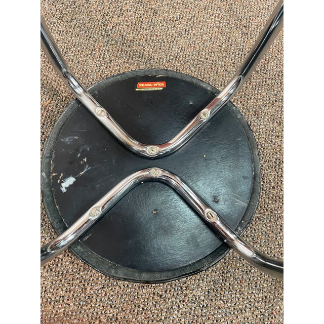 Mid 20th Century Pearl Wick Vinyl Stool With Chrome Legs For Sale - Image 4 of 8