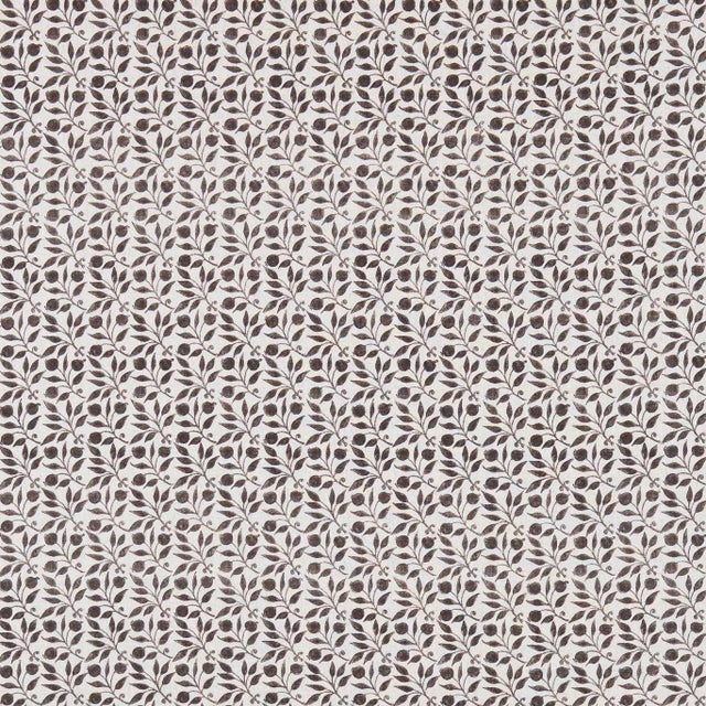 Morris & Co Rosehip Fabric in Black/Ecru For Sale