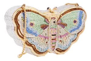 1980s Judith Leiber Butterfly Evening Clutch Shoulder Bag Gemstones Minaudière Crystal Vintage