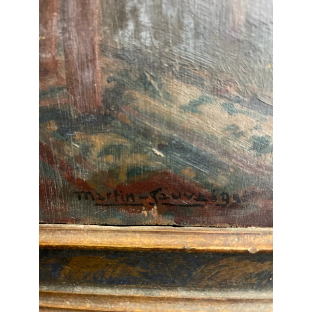 1930s Painting Scene "Parisian Interior" Signed Martin-Sauvaigo, France Oil Painting on Wood Panel For Sale - Image 10 of 12