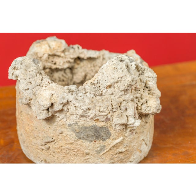 Ancient Asian Circular Vessel with Mineral Deposits and Weathered Patina For Sale - Image 9 of 11