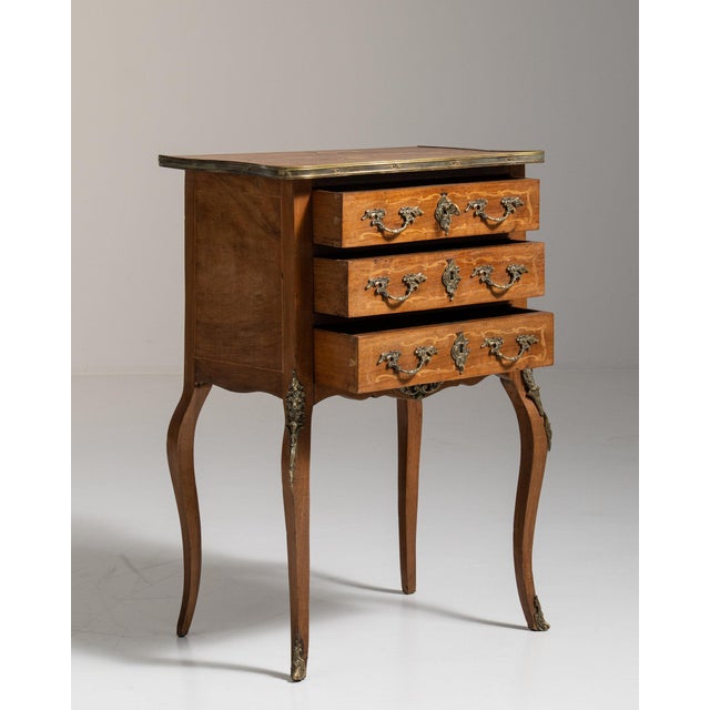 19th Century France Rich Walnut Brown Carved Walnut Petite Commode For Sale - Image 9 of 11