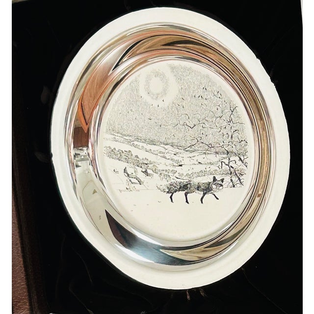 Art Deco 1973 Winter Fox Plate by James Wyeth "Sterling Silver" Franklin Mint For Sale - Image 3 of 10