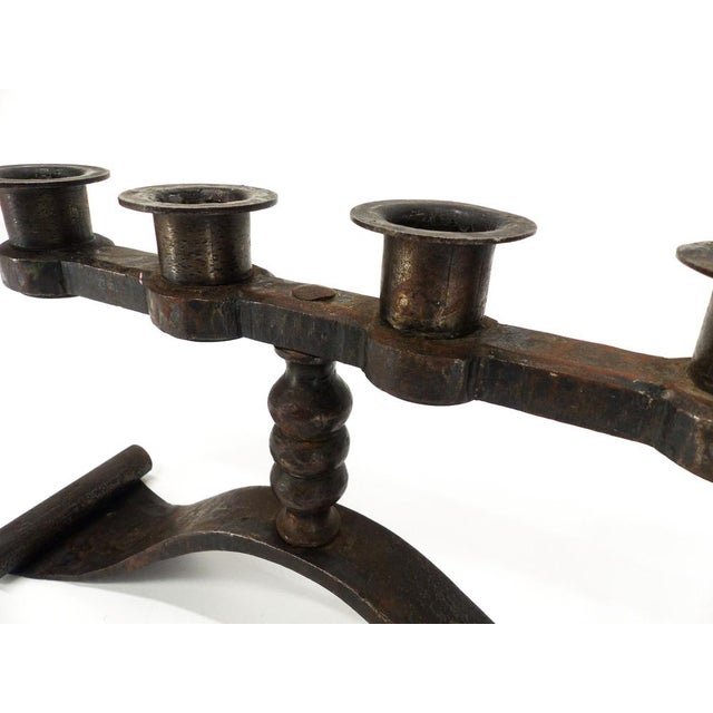 Four-Light Wrought Iron Candleholder by Charles Piguet, Switzerland, 1930 For Sale - Image 3 of 7