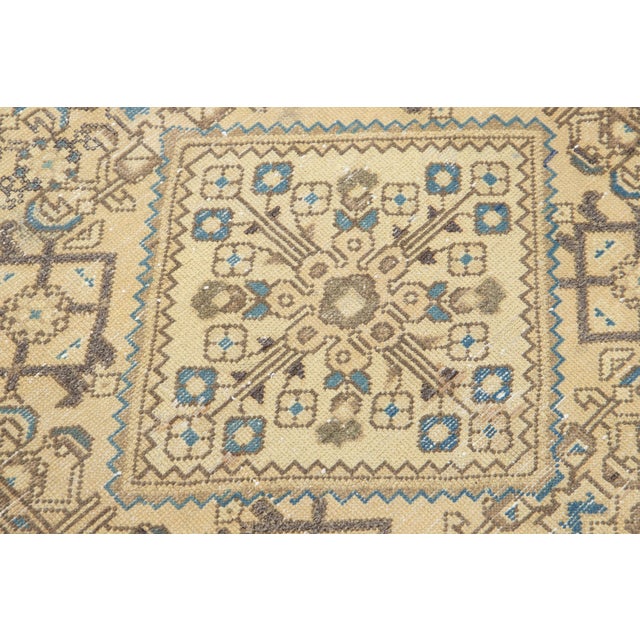 Textile Vintage Persian Beige Wool Rug With Allover Design For Sale - Image 7 of 8