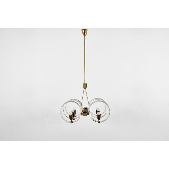 Mid-Century Murano Glass and Brass Chandelier from Barovier & Toso, Italy, 1940s For Sale - Image 6 of 18