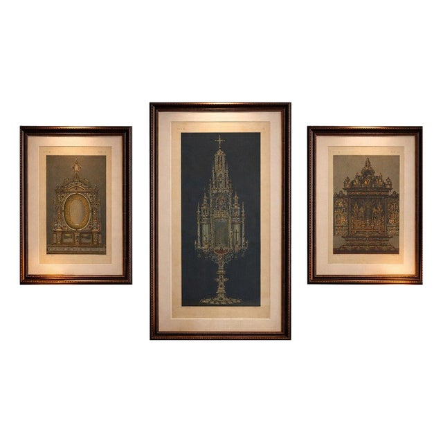 Bavarian Altars Architectural Triptych, 1874, Set of 3 For Sale