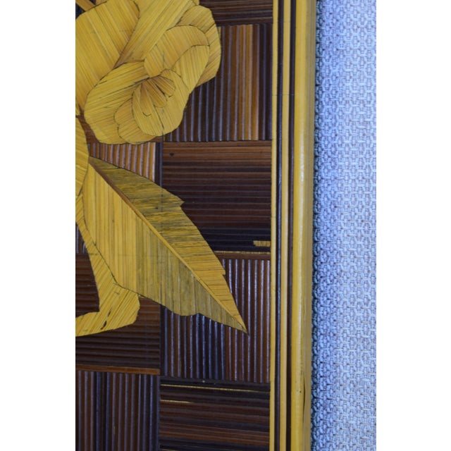Art Deco Straw Marquetry Artwork with Bouquet of Flowers, 1930s For Sale - Image 6 of 17